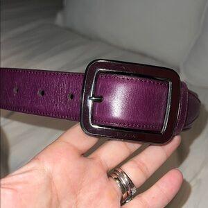 Prada Purple Leather Belt with Gunmetal Buckle Size 70 (xs)